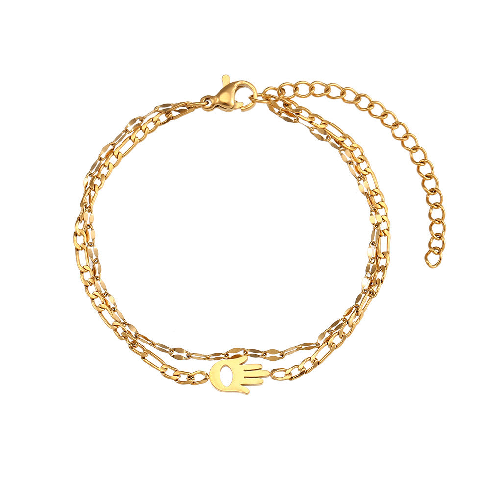 Women Fashion Stripe Geometric Stainless Steel 18K Gold Plated Bracelets
