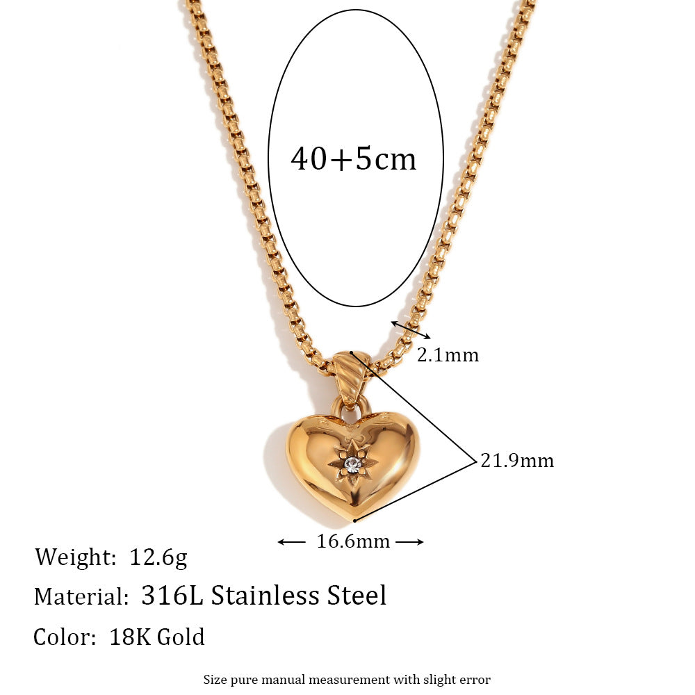 Fashion Heart Geometric Stainless Steel 18K Gold Plated Necklaces