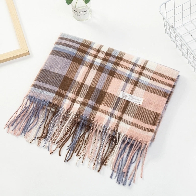 Scarf New Cashmere Color Scarf Women's Autumn And Winter Plaid Scarf Tassel Shawl Scarf
