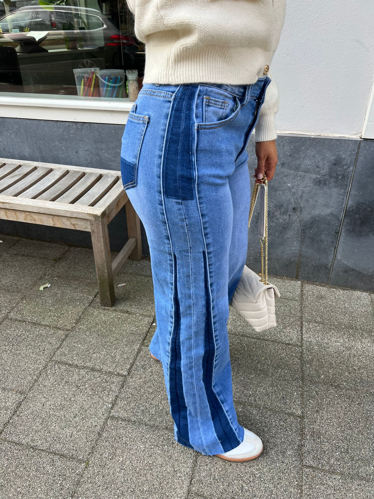 Denim jeans wide leg blue/ dark blue