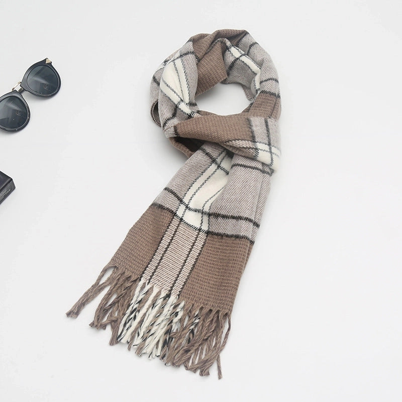 New Couple Plaid Scarf Parent-child Scarf Autumn And Winter Men's And Women's New Cashmere Plaid Color Matching Shawl