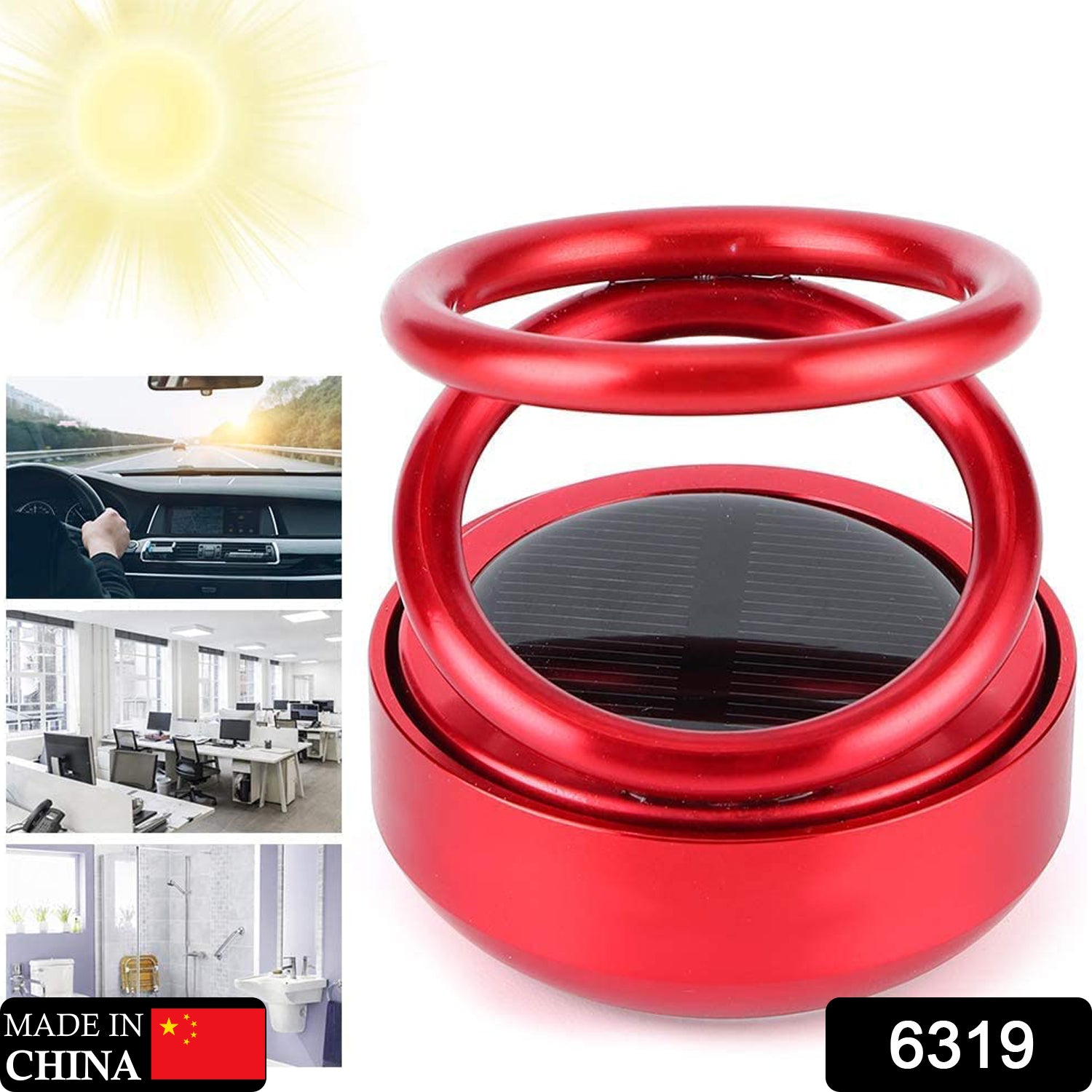 Solar Power Car Aroma Diffuser 360°Double Ring Rotating Design. Car Fragrance Diffuser. Car Perfume Air Freshener for Dashboard Home Office