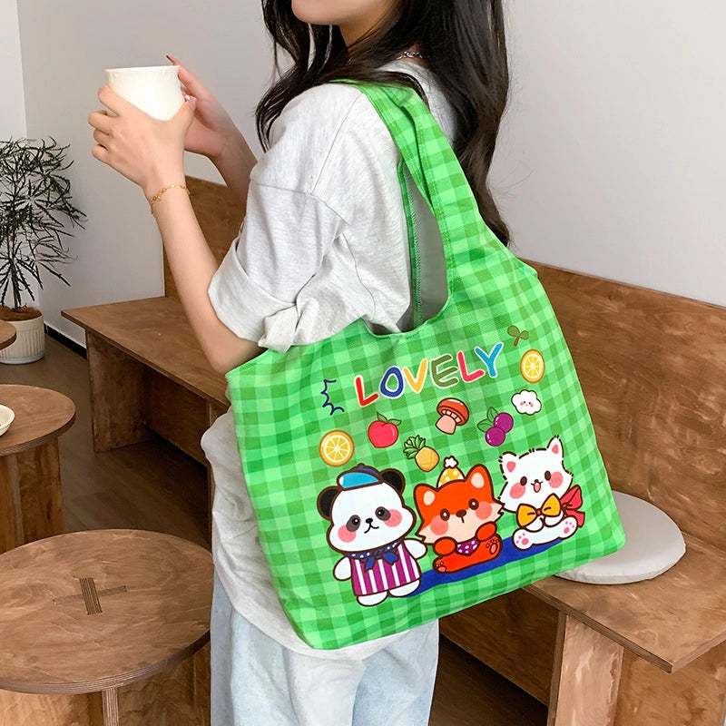 Women's Large Polyester Animal Letter Elegant Cute Streetwear Square Magnetic Buckle Tote Bag