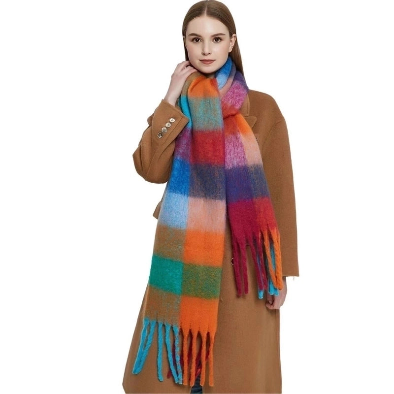 Versatile Student Shawl Warm Scarf Simple Versatile Men's And Women's Autumn And Winter High-end Sense Plaid Scarf