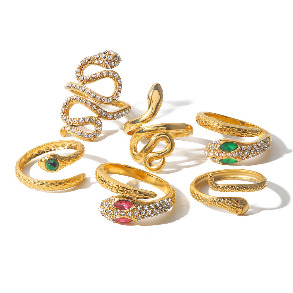 Women IG Style Stainless Steel 18K Gold Plated Rings