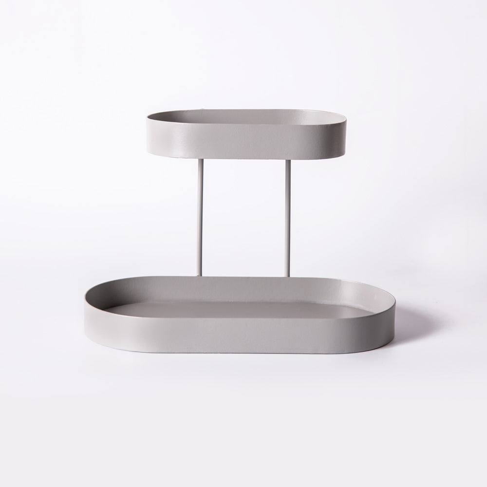 Twin 2-Tier Oval Stand - Grey