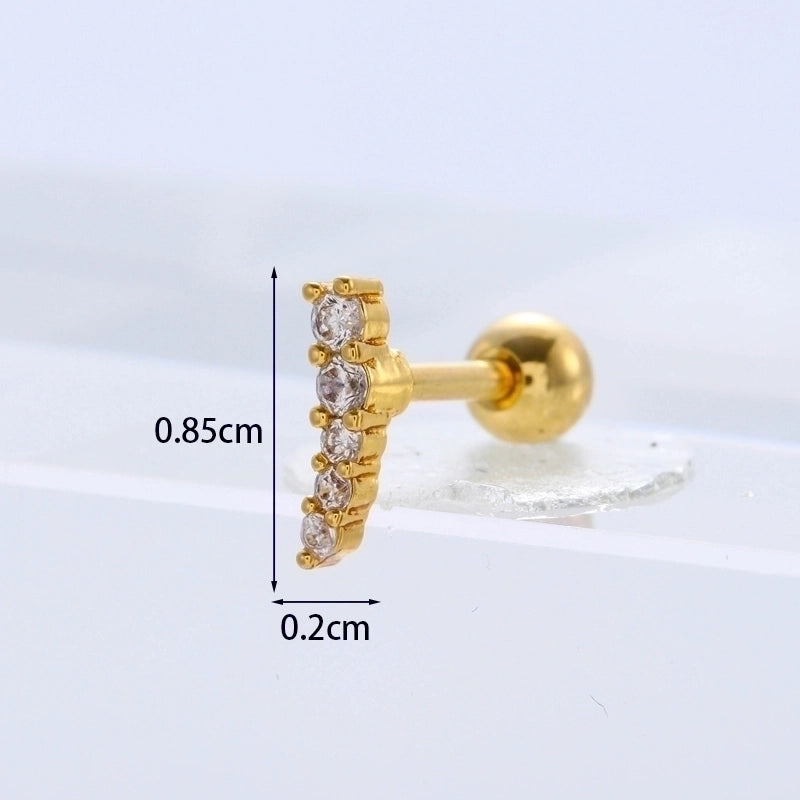 Ear Cartilage Rings & Studs Fashion Geometric Copper Plating Artificial Gemstones