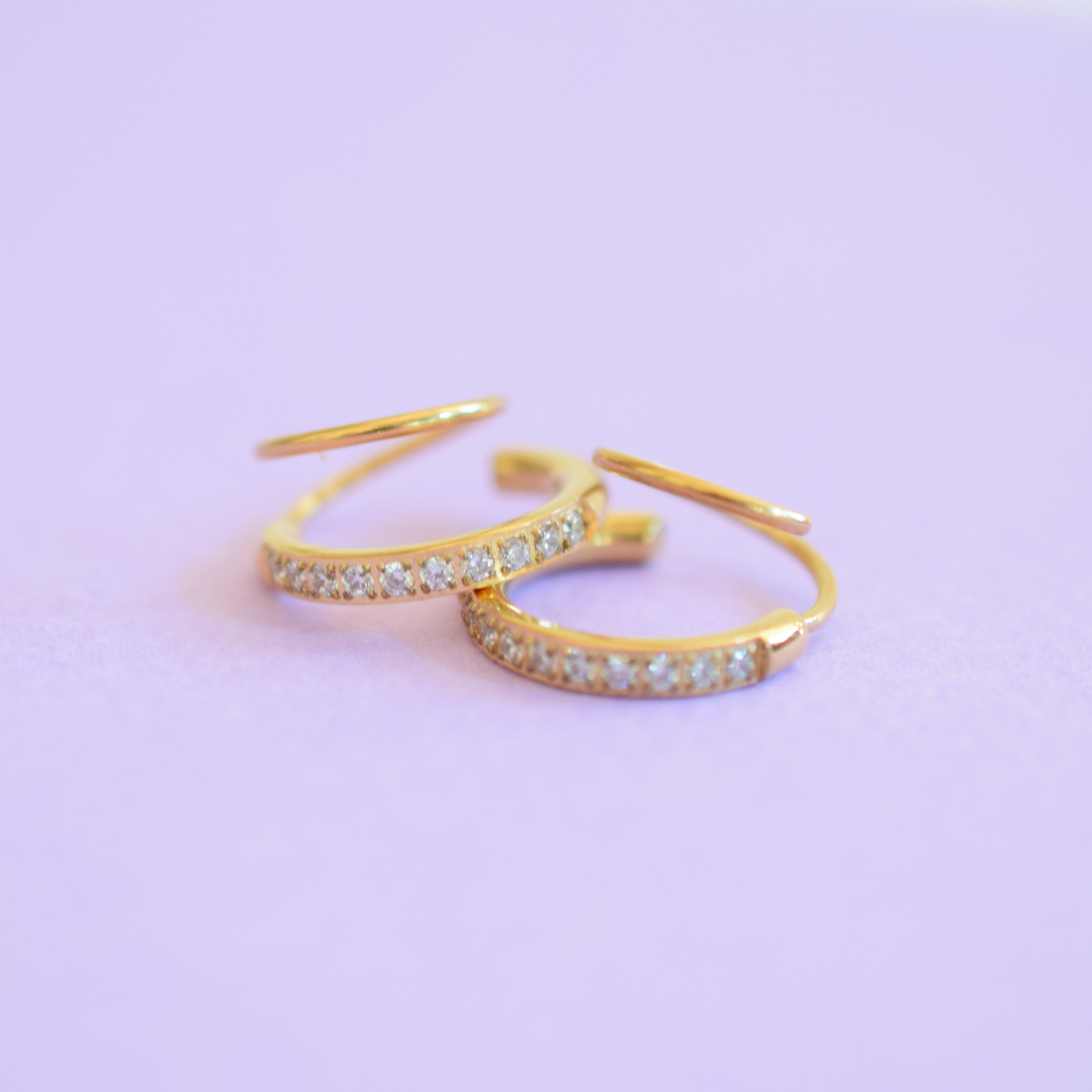 Twisted diamond style hoops - Gold