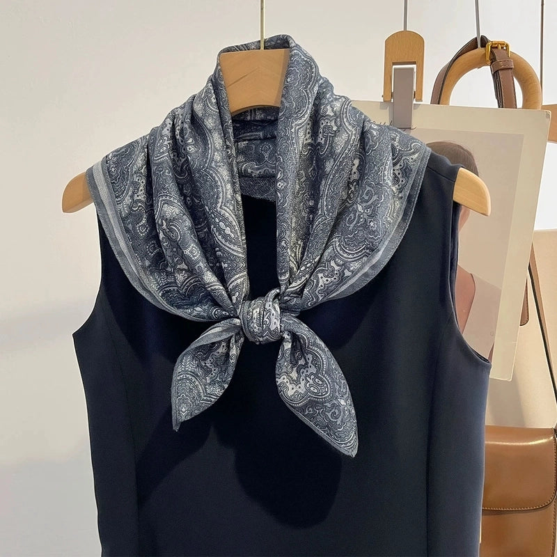 Women's Elegant Flower Polyester Silk Scarf