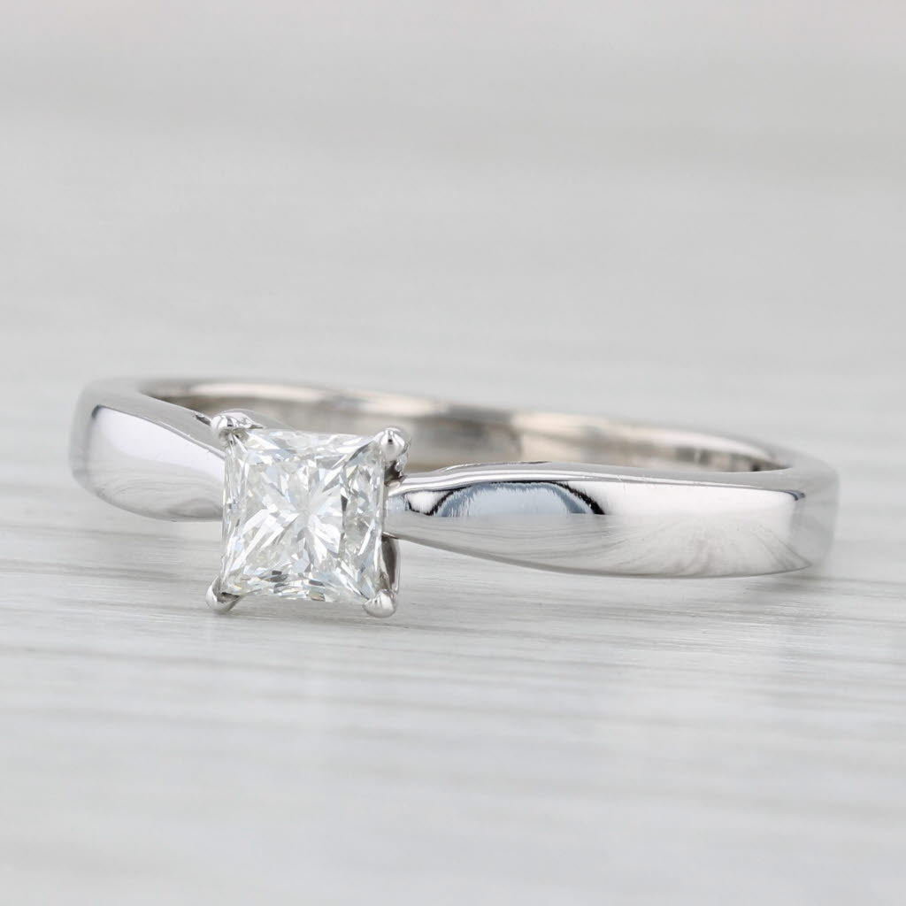 0.62ct Princess Diamond Solitaire Engagement Ring 14k White Gold Size 9