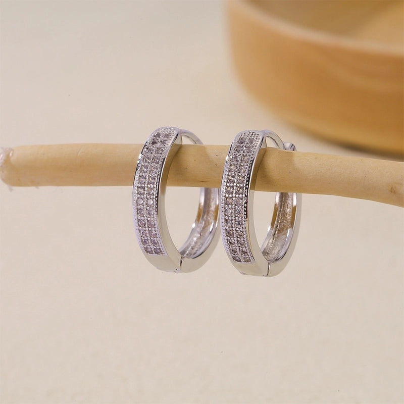 1 Pair Basic Minimalist Geometric Inlay Copper Zircon Earrings