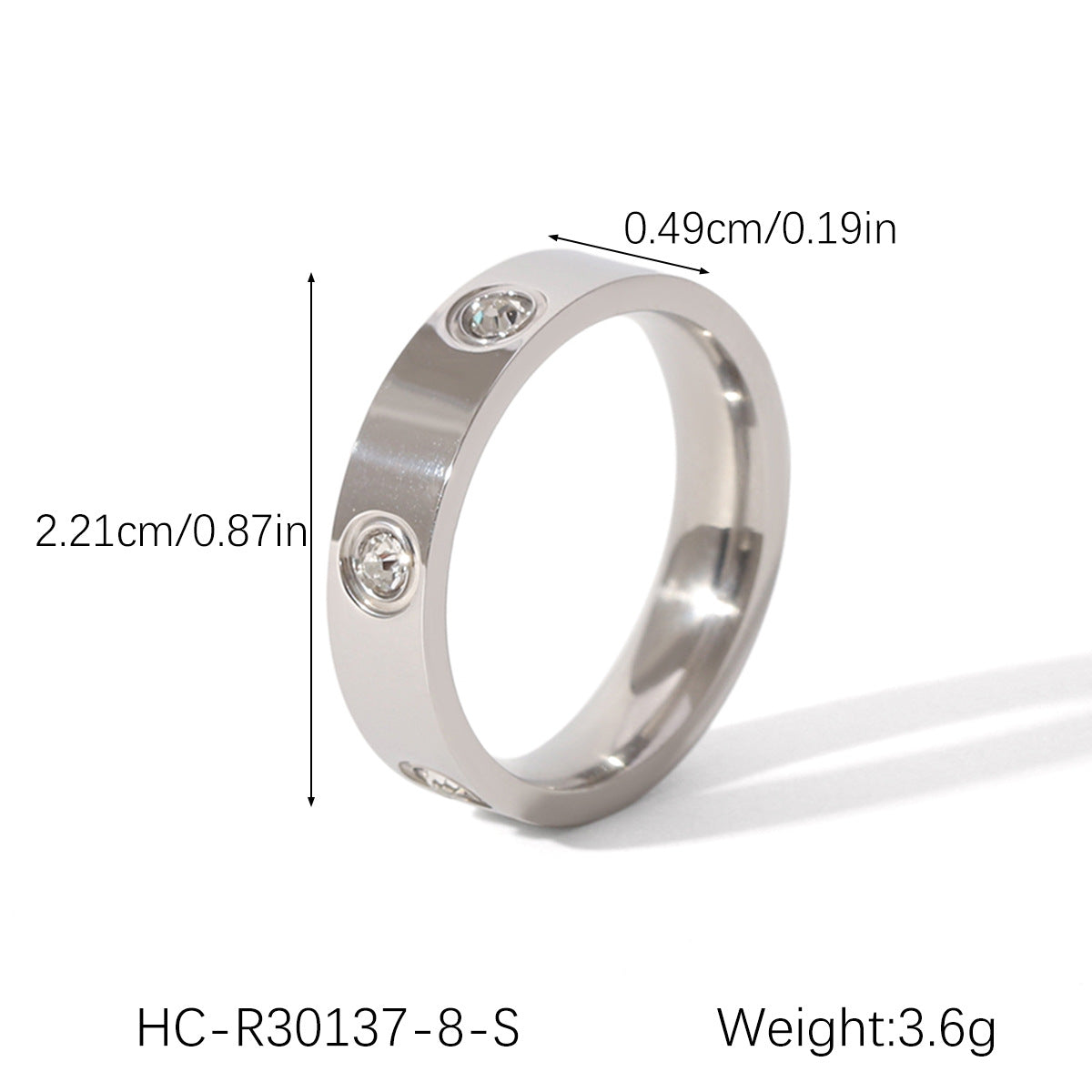 Ins Style Simple Stainless Steel Ring Diamond Ring Female 18K Gold Polished Titanium Steel Ring
