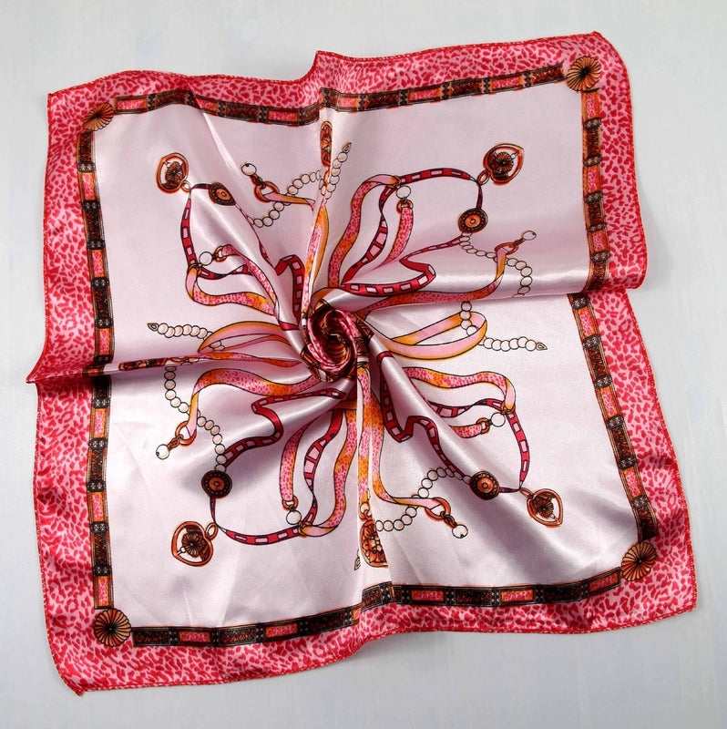 Women's Elegant Streetwear Polka Dots Flower Satin Printing Silk Scarf