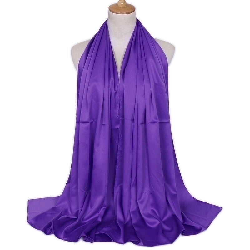 Women's Lady Solid Color Satin Silk Scarves