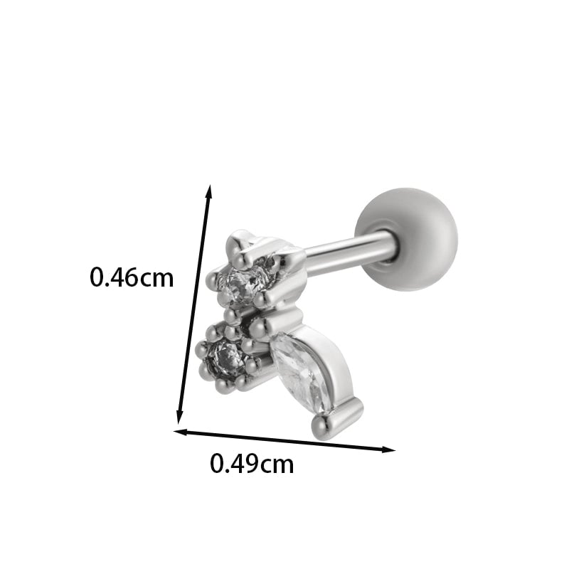 1 Piece Ear Cartilage Rings & Studs IG Style French Style  Water Droplets Flower Copper Inlay Zircon
