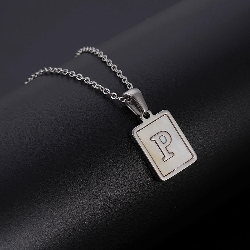 Minimalist Letter Rectangle 304 Stainless Steel Titanium Steel Shell 18K Gold Plated Plating Pendant Necklace