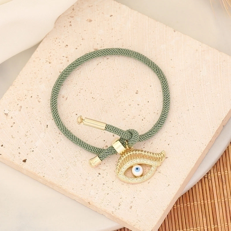 Stainless Steel Shell 18K Gold Plated Lady Minimalist Beaded Eye Bracelets