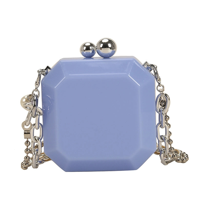 Women's Arylic Solid Color Streetwear Square Lock Clasp Shoulder Bag Crossbody Bag Chain Bag
