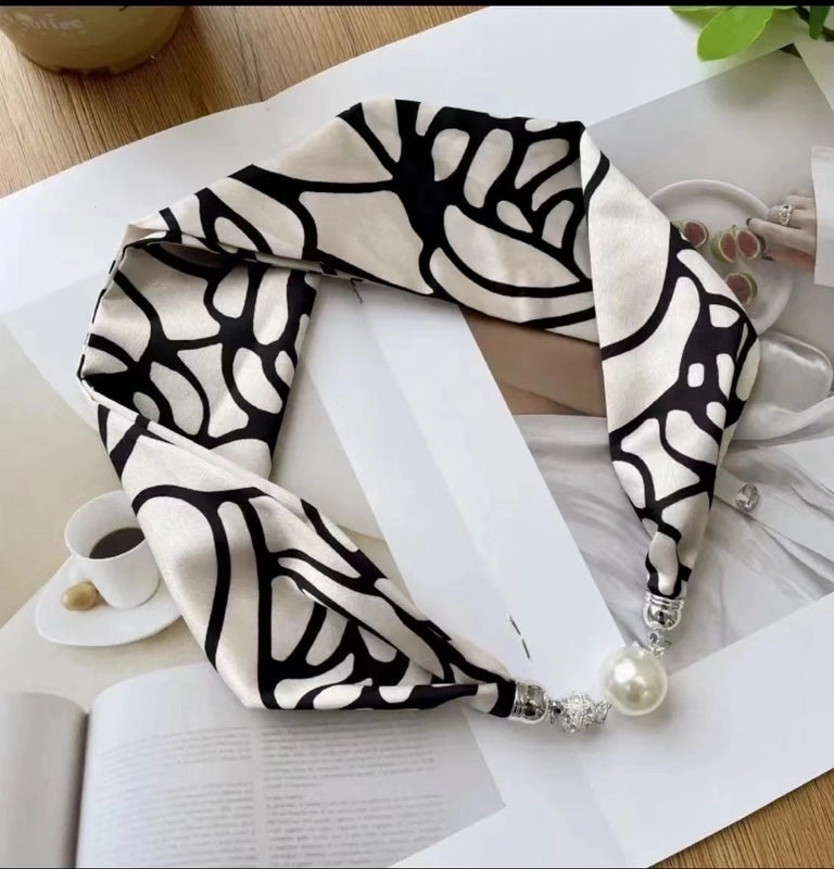 Women's Fashion Color Block Stripe Satin Silk Scarves