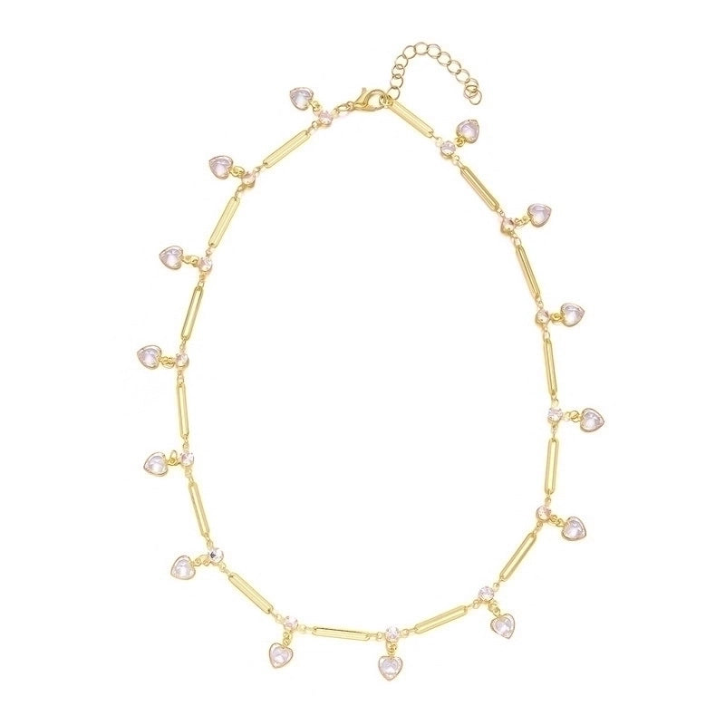 Style Jewelry Suit Fashion Women's High-Grade Love Heart Flowers Beaded Necklace Girl's Small Flower Choker Clavicle Chain