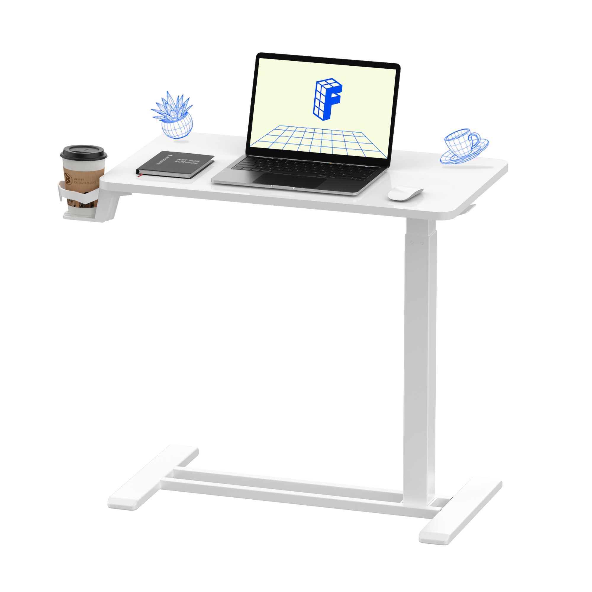 height adjustable side table. White