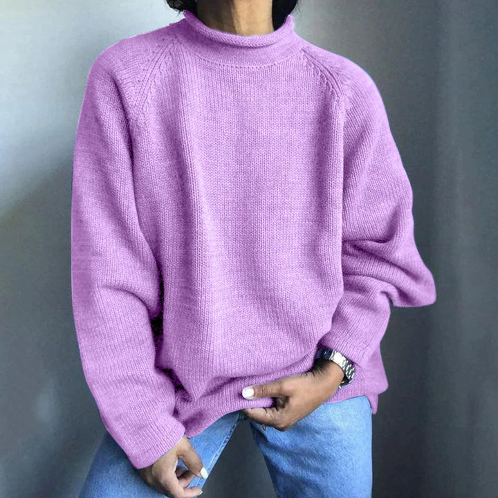 Solid Color Pullover Loose Mid Turtleneck Sweater