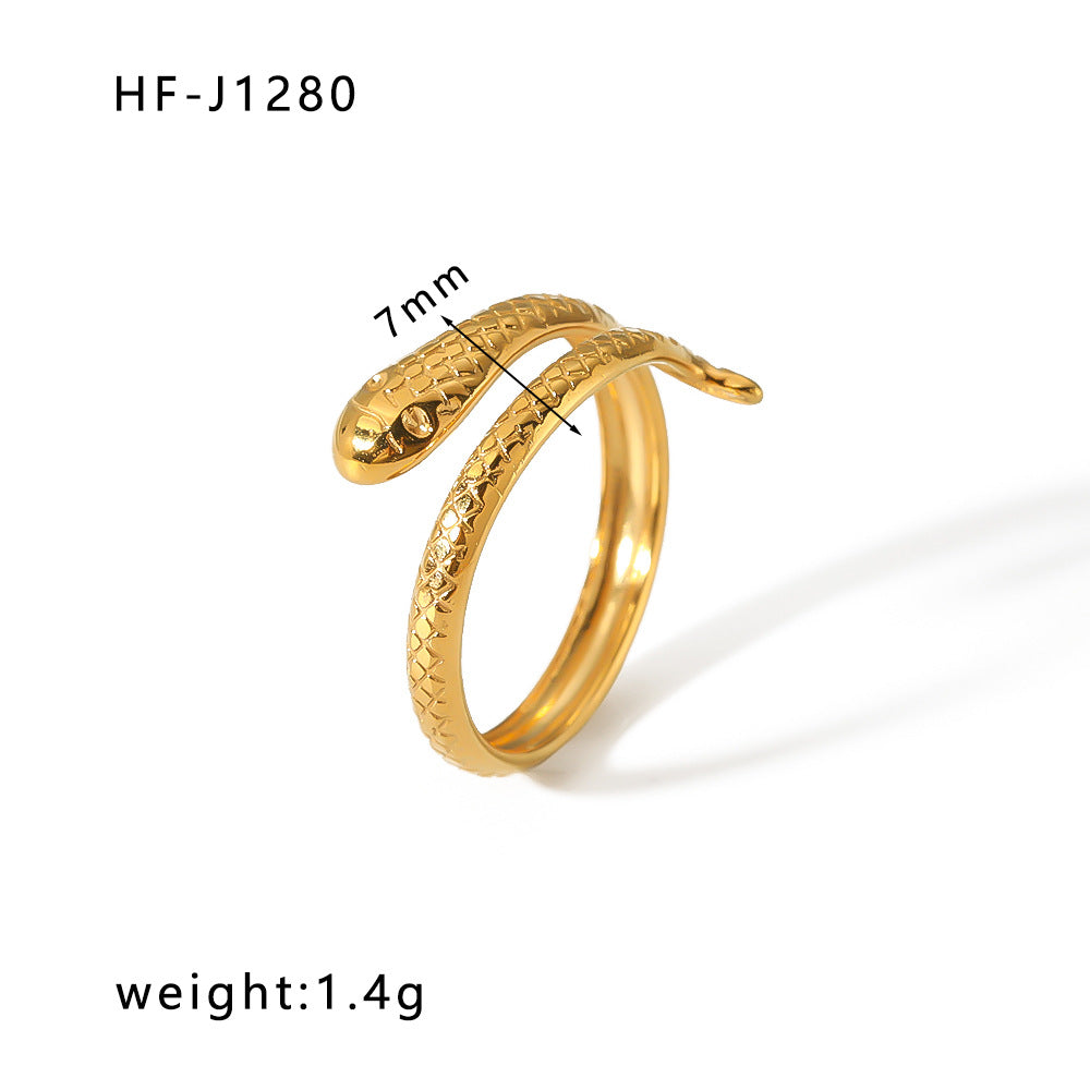 Women IG Style Circle Round Geometric Stainless Steel Electroplating Rings