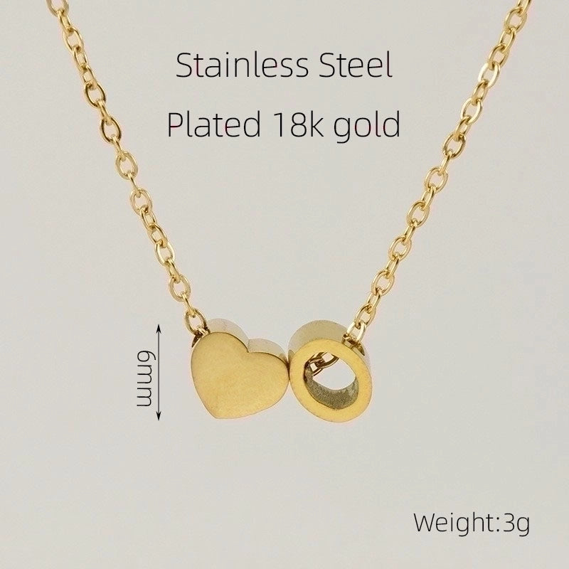 304 Stainless Steel 18K Gold Plated Casual French Style Plating Letter Heart Shape Pendant Necklace