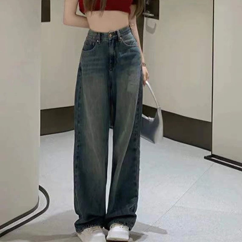 Vintage Wide Leg Loose Cargo Jeans For Women