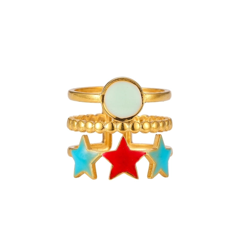 Elegant Minimalist Geometric 304 Stainless Steel Enamel Stainless Steel Rings