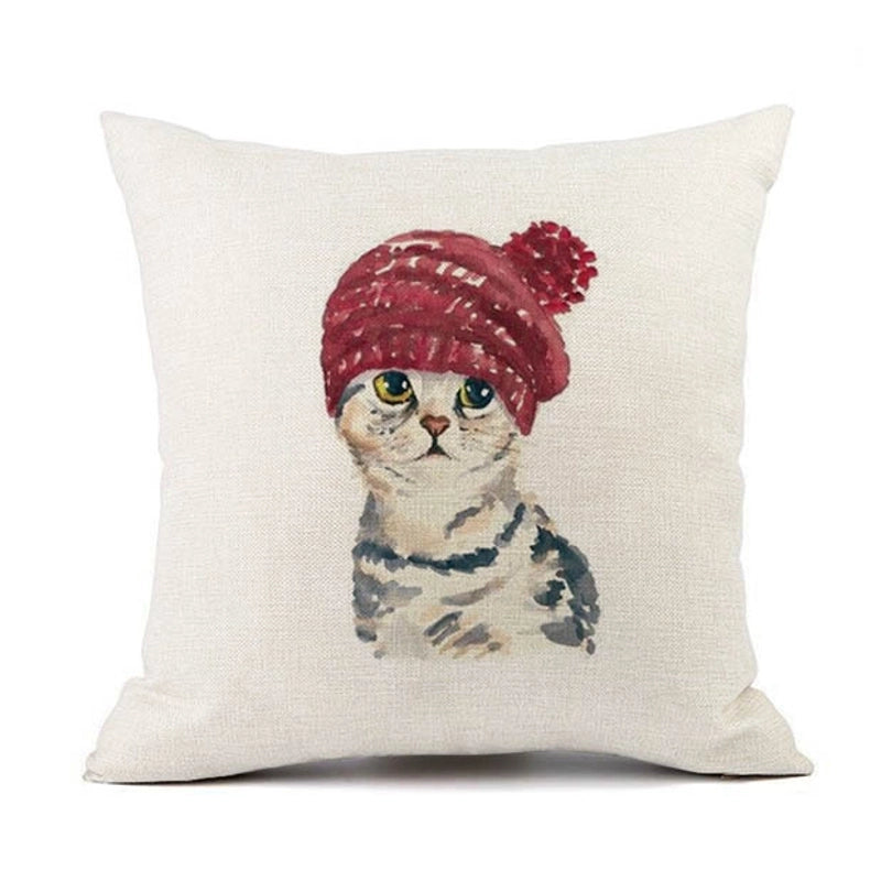 2 Pieces Cute Animal Cat Blended Pillow Cases