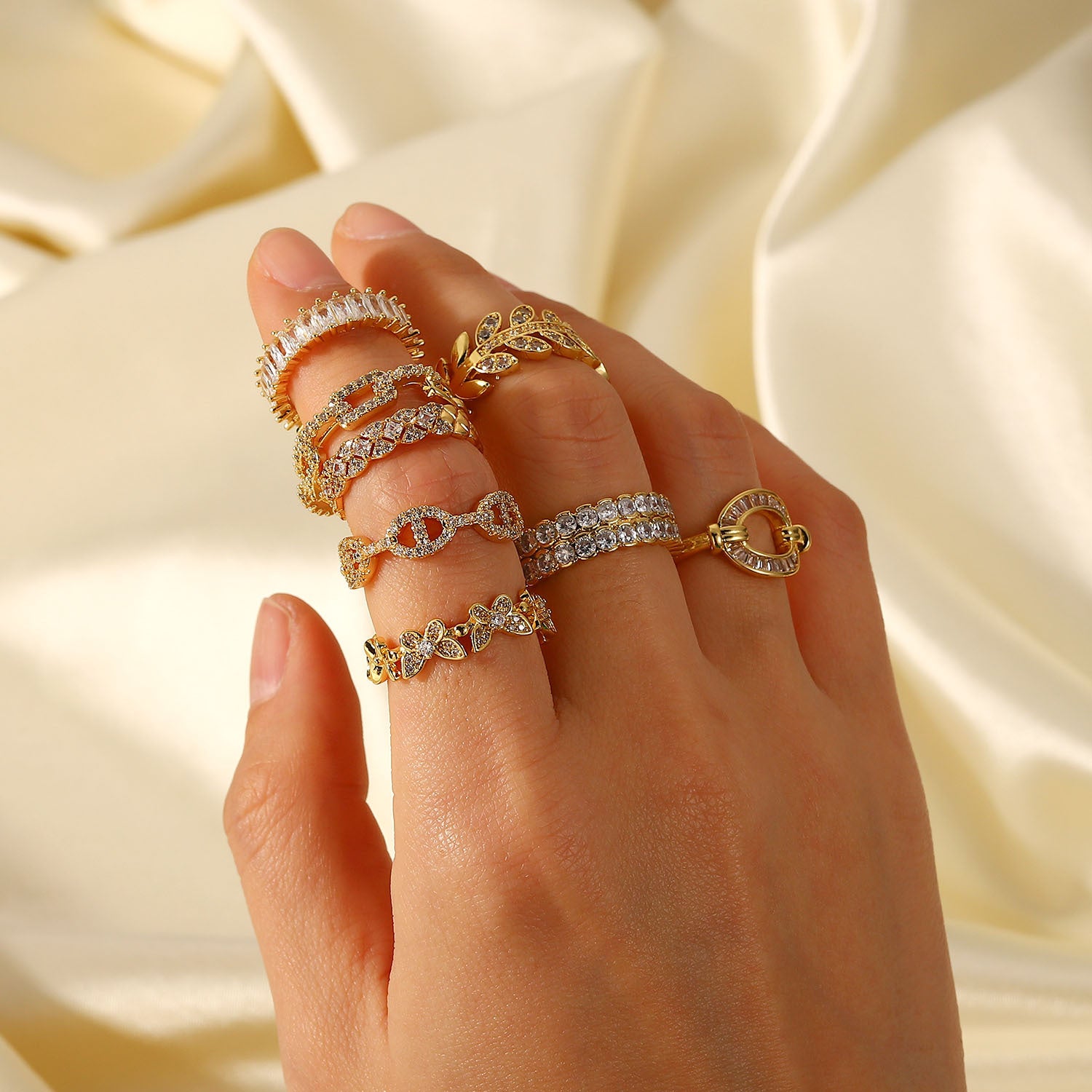 Women  Round Copper 18K Gold Plated Rings