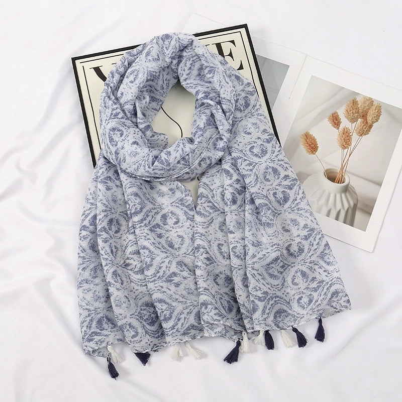 Women'S Bohemian Geometric Cotton And Linen Scarf