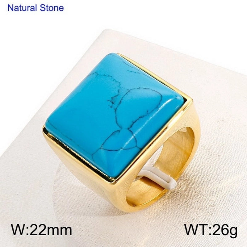 Vintage Style Geometric Square Stainless Steel 18K Gold Plated Plating Rings