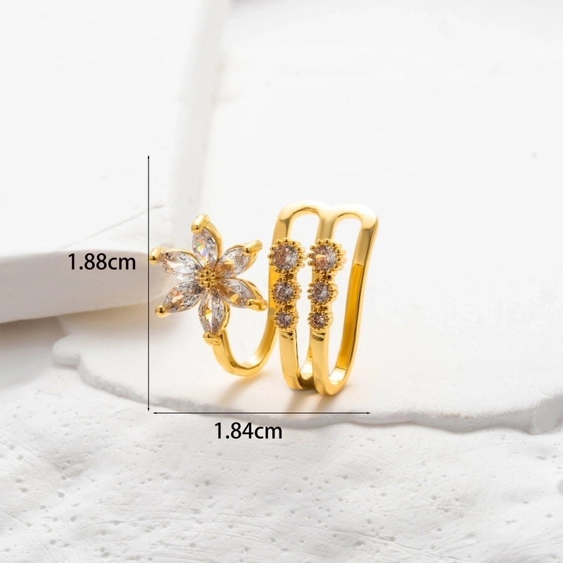 1 Piece Ear Cartilage Rings & Studs Minimalist Classic Style Heart Shape Pearl Flower Copper Inlay Zircon Ear Cartilage Rings & Studs