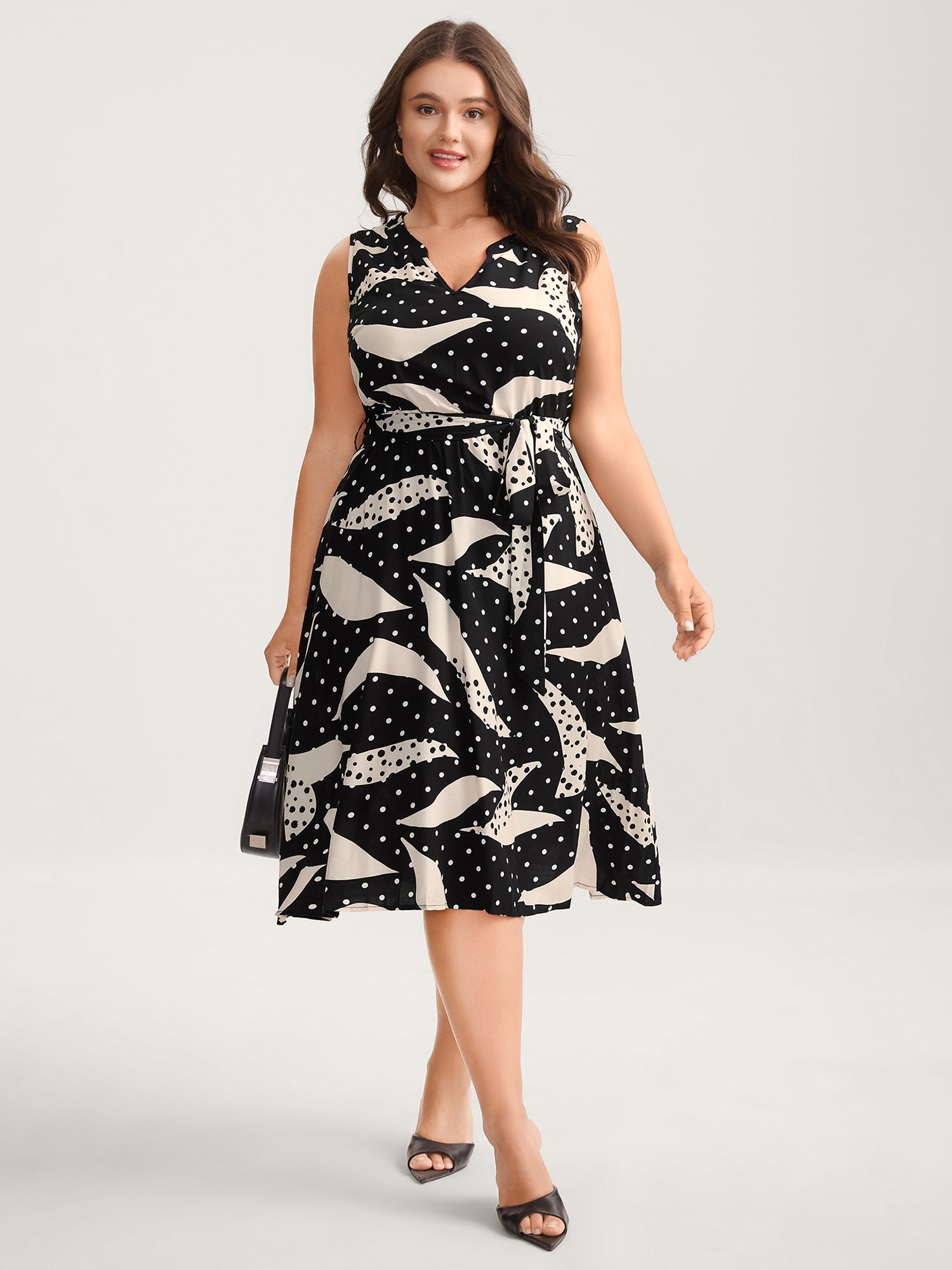 Geometric Print Pleated Midi Dress