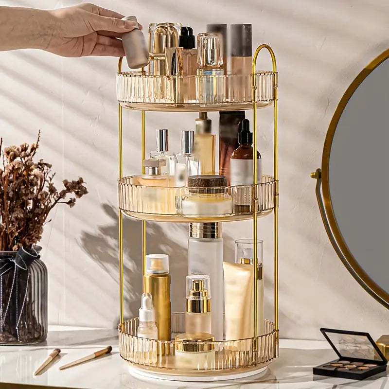 LUXURY 360° VANITY ORGANIZER – ROTATABLE MAKEUP STORAGE HOLDER