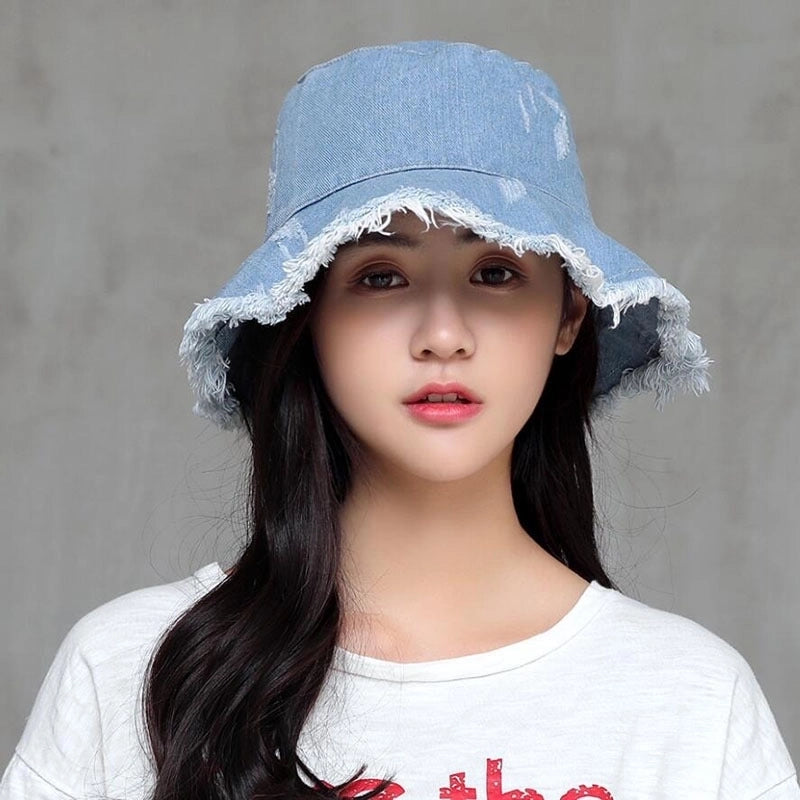 Women's Minimalist Commute Solid Color Patchwork Crimping Bucket Hat