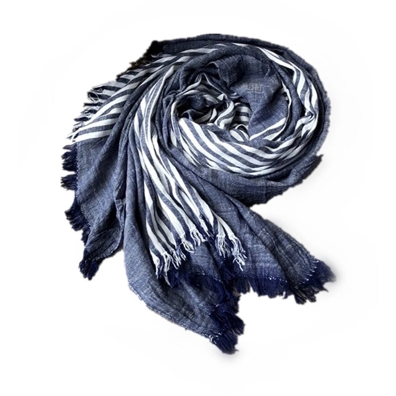 Women's Fashion Stripe Cotton Tassel Cotton Linen Scarves