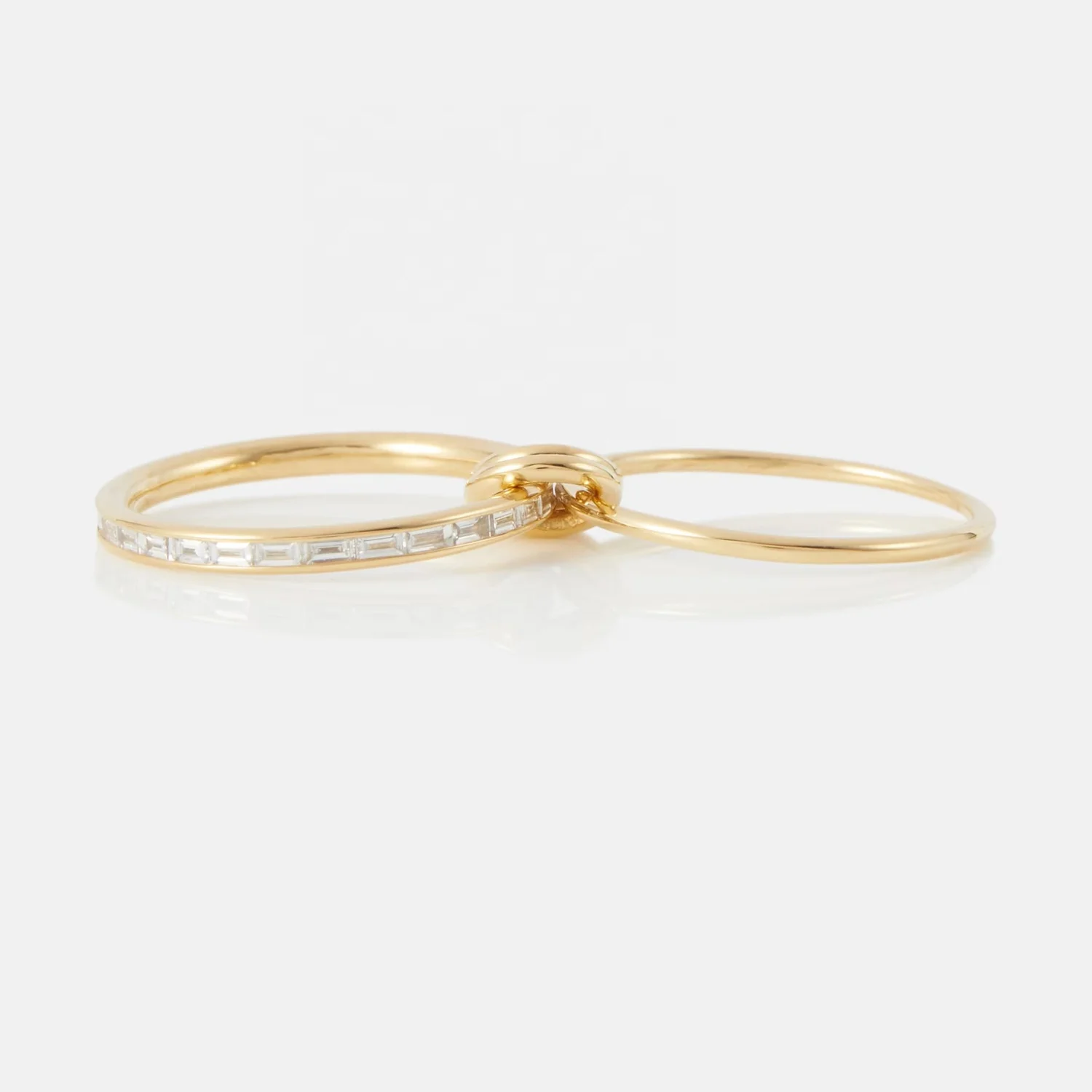 Jewelry 18k Gold Plated Baguette Linked Connected Ring for Women