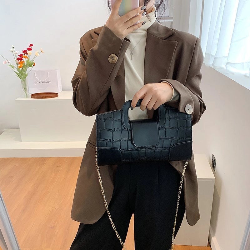 New Chain Crocodile Pattern Simple One-shoulder Messenger Handbag