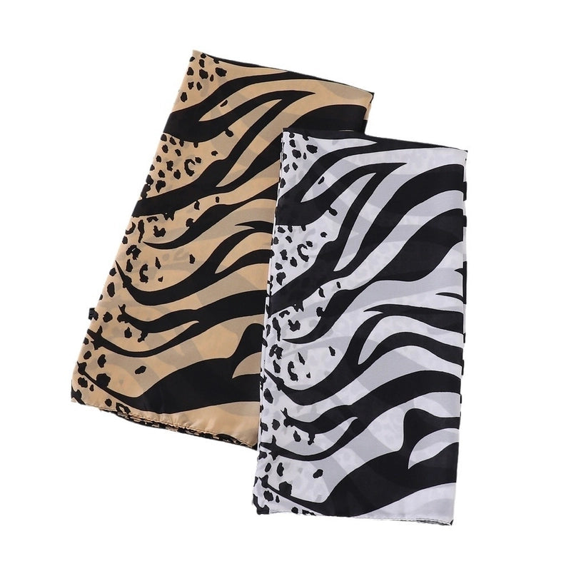 Women's Elegant Minimalist Leopard Satin Printing Silk Scarf