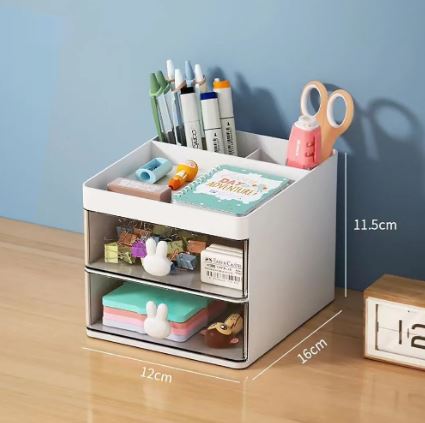 Small Desk Organizer With Drawer. Office Desktop Storage Box. Stationery/Makeup Organizer Storage Box