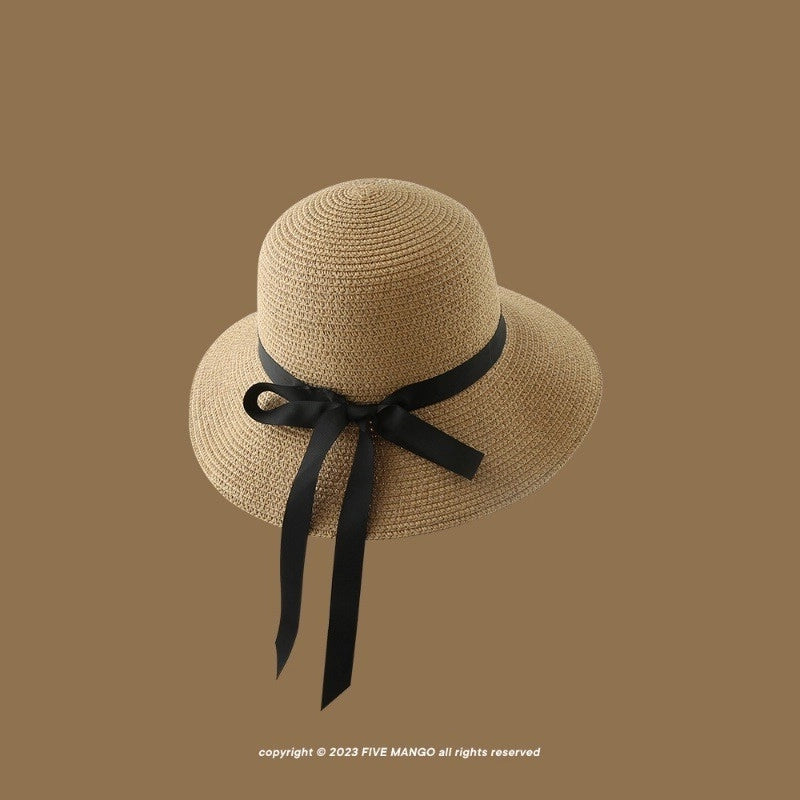 Women's Vacation Minimalist Letter Solid Color Big Eaves Straw Hat