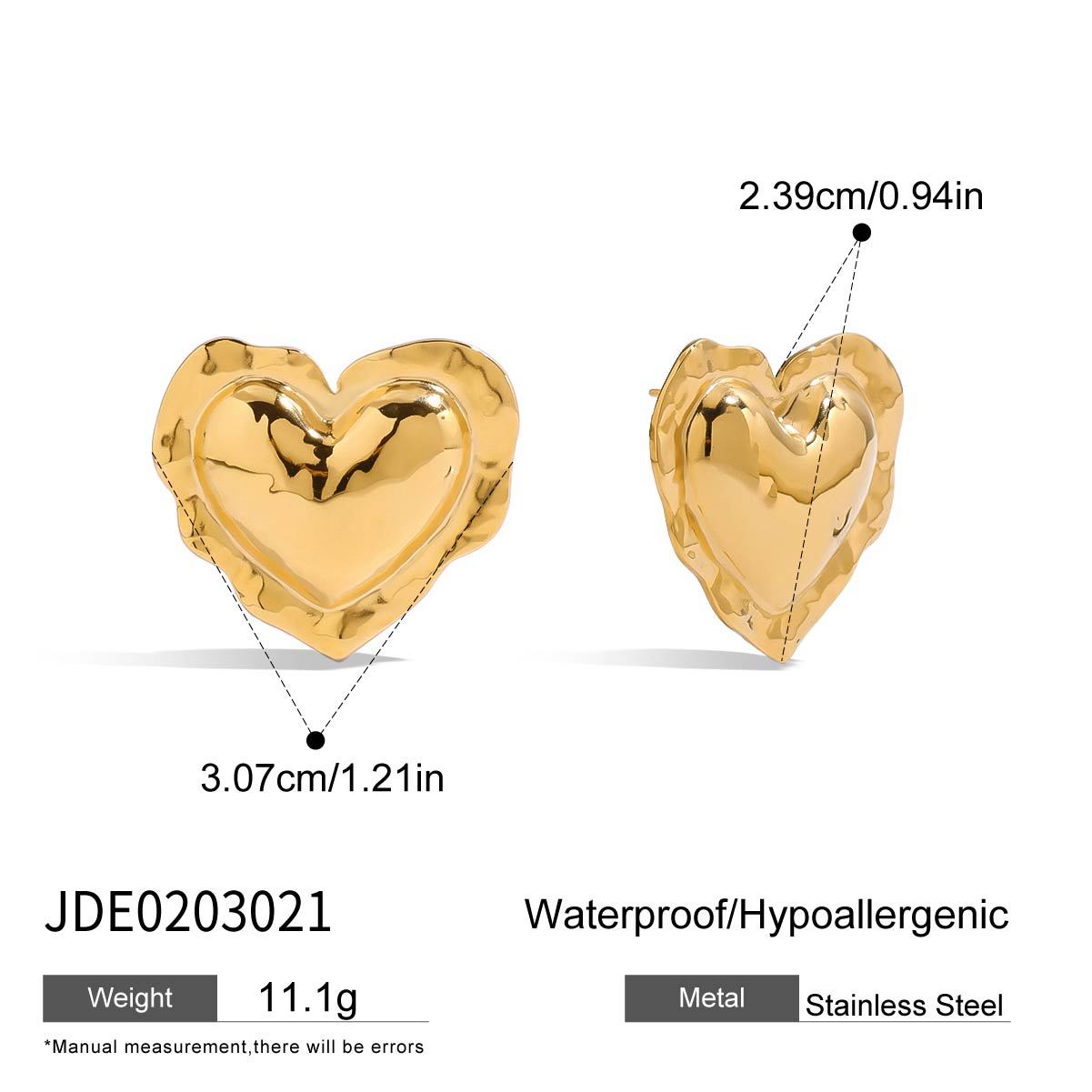 Stainless Steel Heart Earrings Earrings Female Design Niche Earrings Titanium Steel