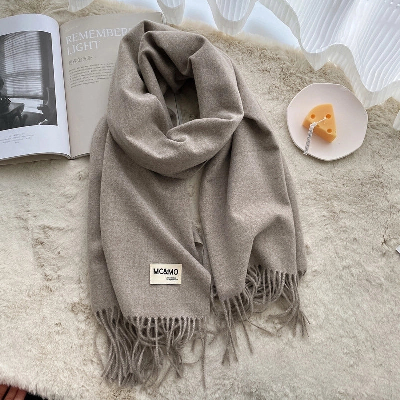 New Solid Color Cashmere Scarf Women's Fashion Wear Autumn And Winter Warm Shawl Women's Scarf