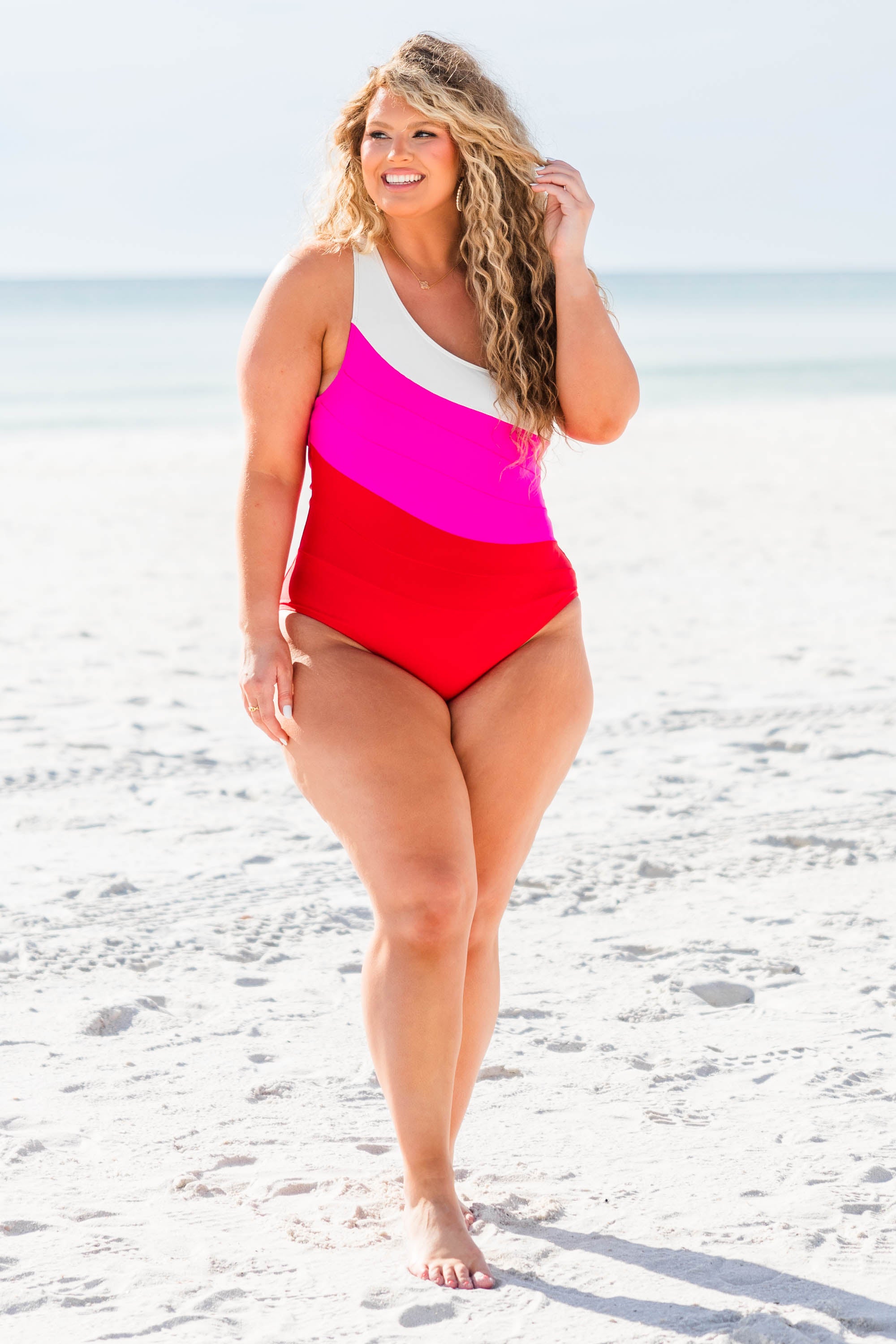 Lead Me To The Beach Swimsuit. Magenta/Red