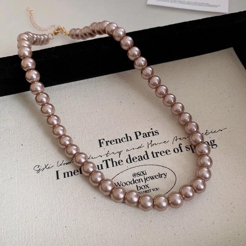 Round Pearl Plating Women's Necklace