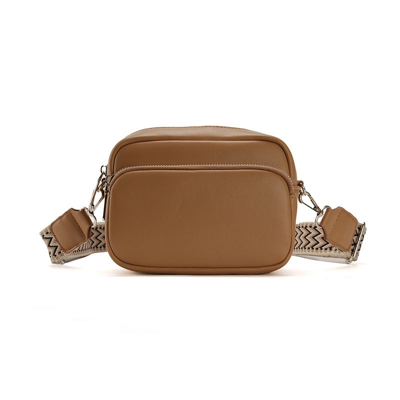 Women's Pu Leather Solid Color Basic Square Zipper Crossbody Bag