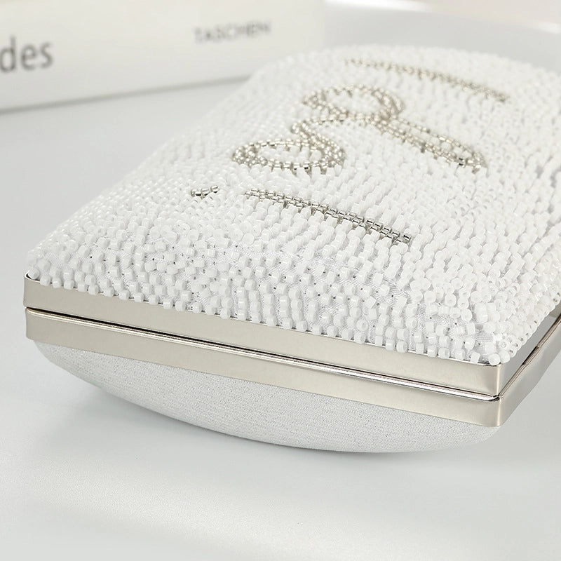 White Yellow Plastic Letter Square Evening Bags